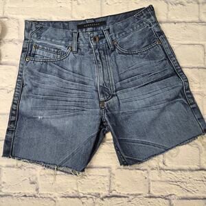 Sean John Men's Distressed Denim Cutoff Shorts Whiskering size 30 FLAWED